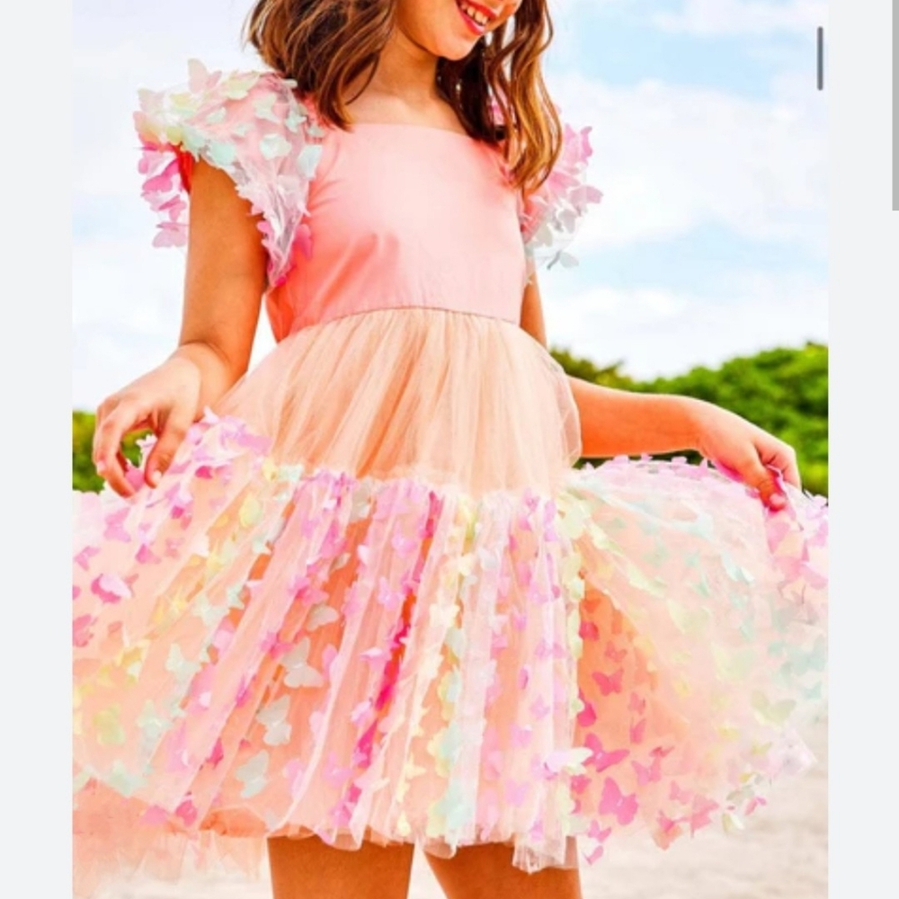Lola + The Boys 3D Butterfly Puffy Sleeve Dress Size 6